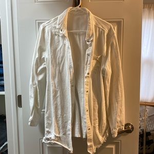 White destroyed denim jacket